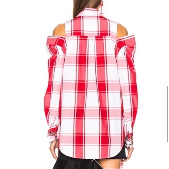 MONSE Cold Shoulder Plaid Shirt size 0 - Picture 4 of 10